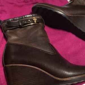 Tory Burch wedge fur boots